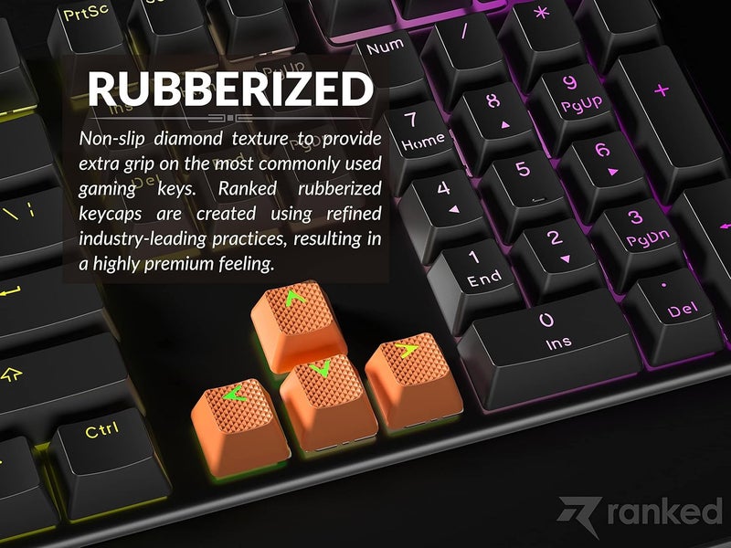 Ranked Rubber Keycap Set | Double Shot Translucent | OEM Profile for Mechanical Gaming Keyboard (Orange, 23 Keys) - Image 3